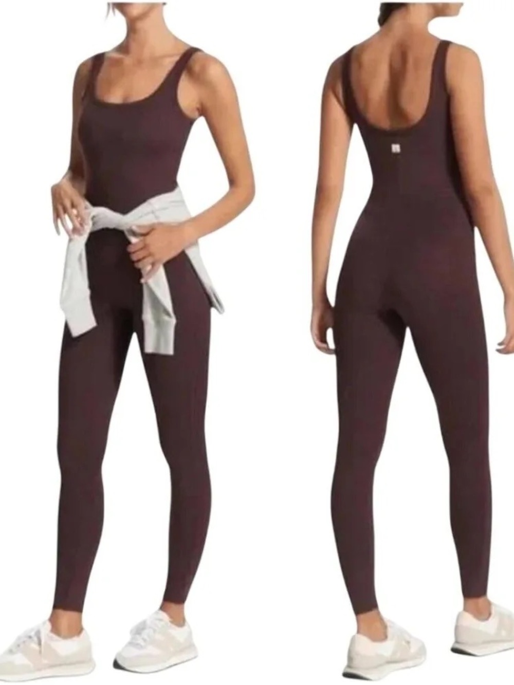 Vuori Mahogany Heather Scoop-Back Active Jumpsuit